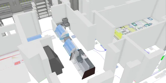 3D Skizze eines Supermarkt