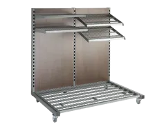 Verkaufsregal auf Rollen aus Metallgitter